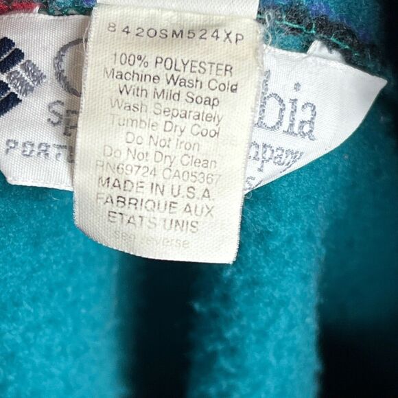 Columbia Sweater Mens L Blue VTG Fleece 90s Teal Anorak Zip USA Ski High Neck - Picture 6 of 10
